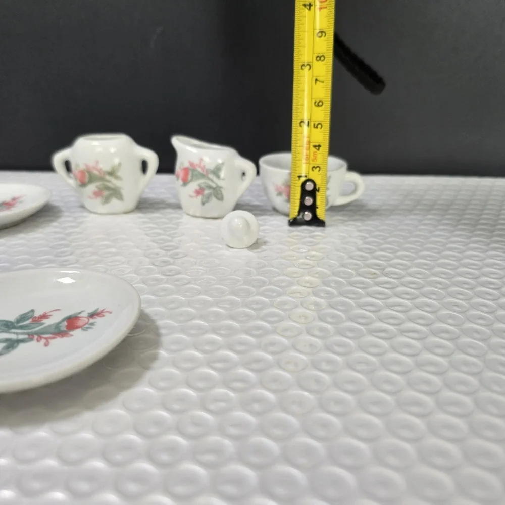 Children's Mini Porcelain Tea Set Roses Dollhouse Floral 7-pc Partial Set VTG